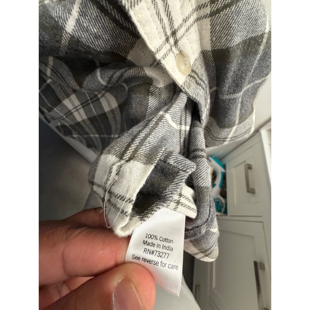 Sonoma Goods for Life Mens 4XB Grey White Plaid Supersoft Flannel Shirt NWT - Picture 3 of 4